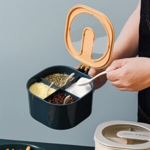 Multi Storage 4 Section Kitchen Spices Lid Box