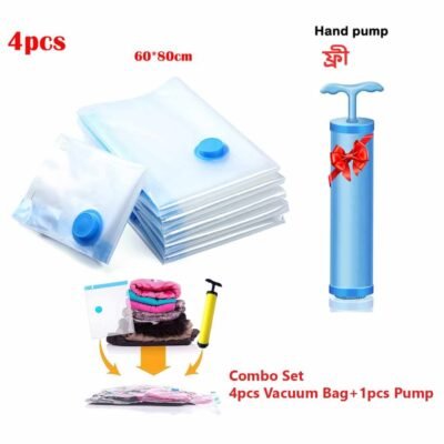Vacuum Compression Bag Clothing Sorting Bedding Space Saving Sealed Bag  4 And 1 Pcs Pumper - 60*80 Cm