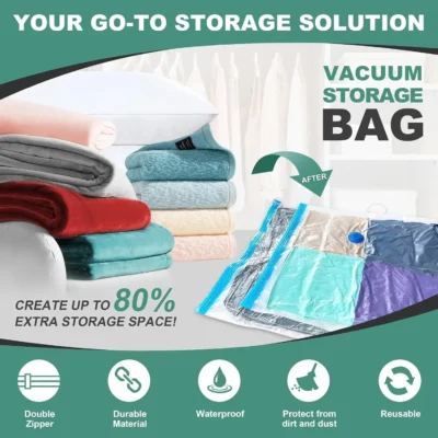 Vacuum Storage Bag 5pcs Combo Set (4pcs medium  +1pcs pump)