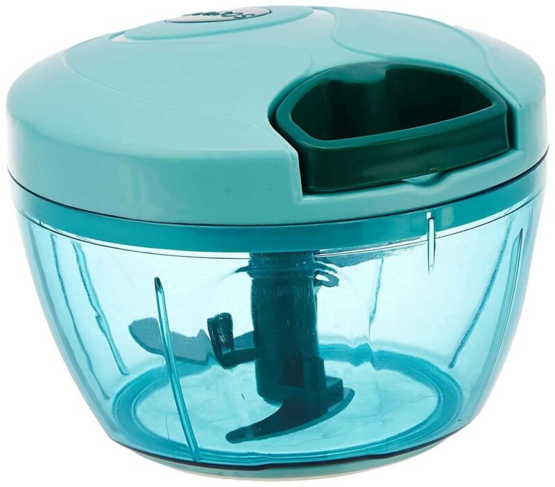 Hand Chopper Manual Food-Processor - Pull String to Slice Vegetables, Onions, Garlic, Meat, Nuts in Seconds - Curved Stainless Steel Removable Blades, Non-Slip Base, BPA-Free, Dishwasher-Safe - Image 4