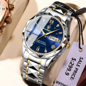 POEDAGAR 615 Luxury Fashion Luminous Date & Day Quartz Men's Watch - Blue