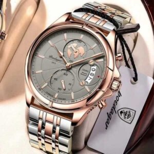 Poedagar 802 Men's Watch Stainless Steel Quartz Watch Men-Rose Gold