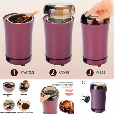 Protable Electric Coffee Grinder, Stainless Steel Dried Spice Grinder and Chopper