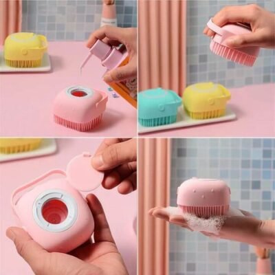 Multifunction Liquid Soap Bath Brush Silicone Scrubber Dispenser For Babies Body Cleaning Home