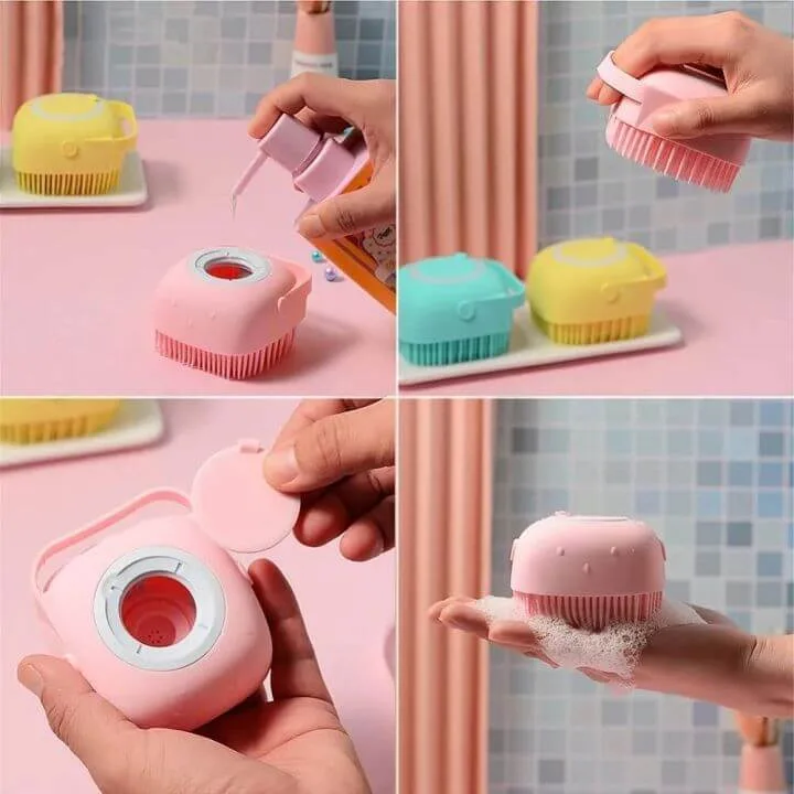 Multifunction Liquid Soap Bath Brush Silicone Scrubber Dispenser For Babies Body Cleaning Home