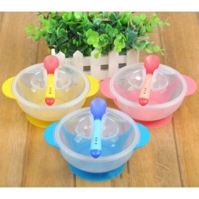 Children Dish Set Suction Cup Bottom Baby Bowl And Temperature Testing Spoon