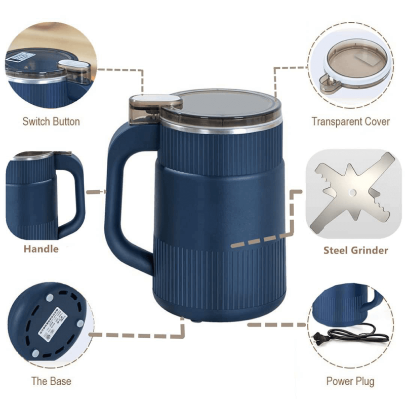 Mini High Power Electric Grinder Machine - 500ml - Navy Blue - Image 4