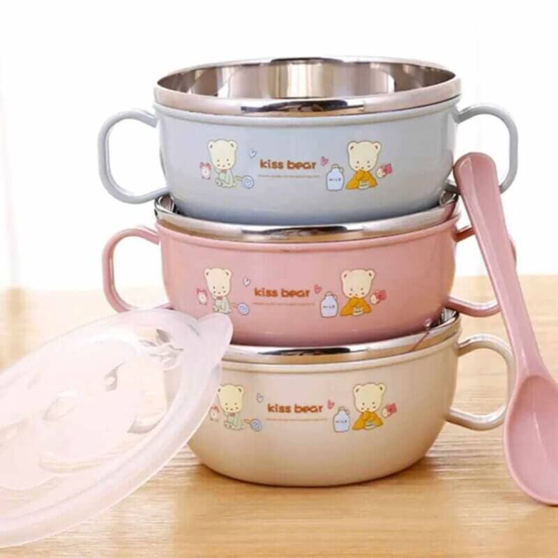 Baby Feeding Bowl Spoon Set Handle Training Bowl Stainless Steel - Image 2