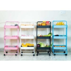 3 Layer Rack Kitchen Trolley Kitchen Cabinet 3-Layer Rolling Trolley for Kitchen Storage