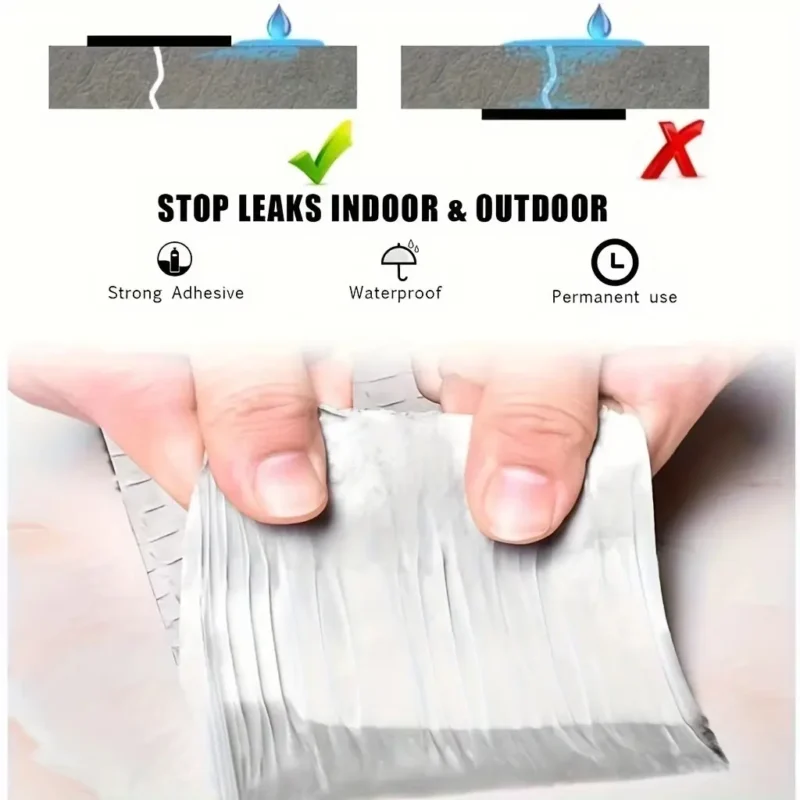 Heavy Duty Waterproof Tape, Butyl Tape, Aluminum Foil Tape, Roof Leak Solution, Waterproof Flex Tape 1.5 Meter - Image 3