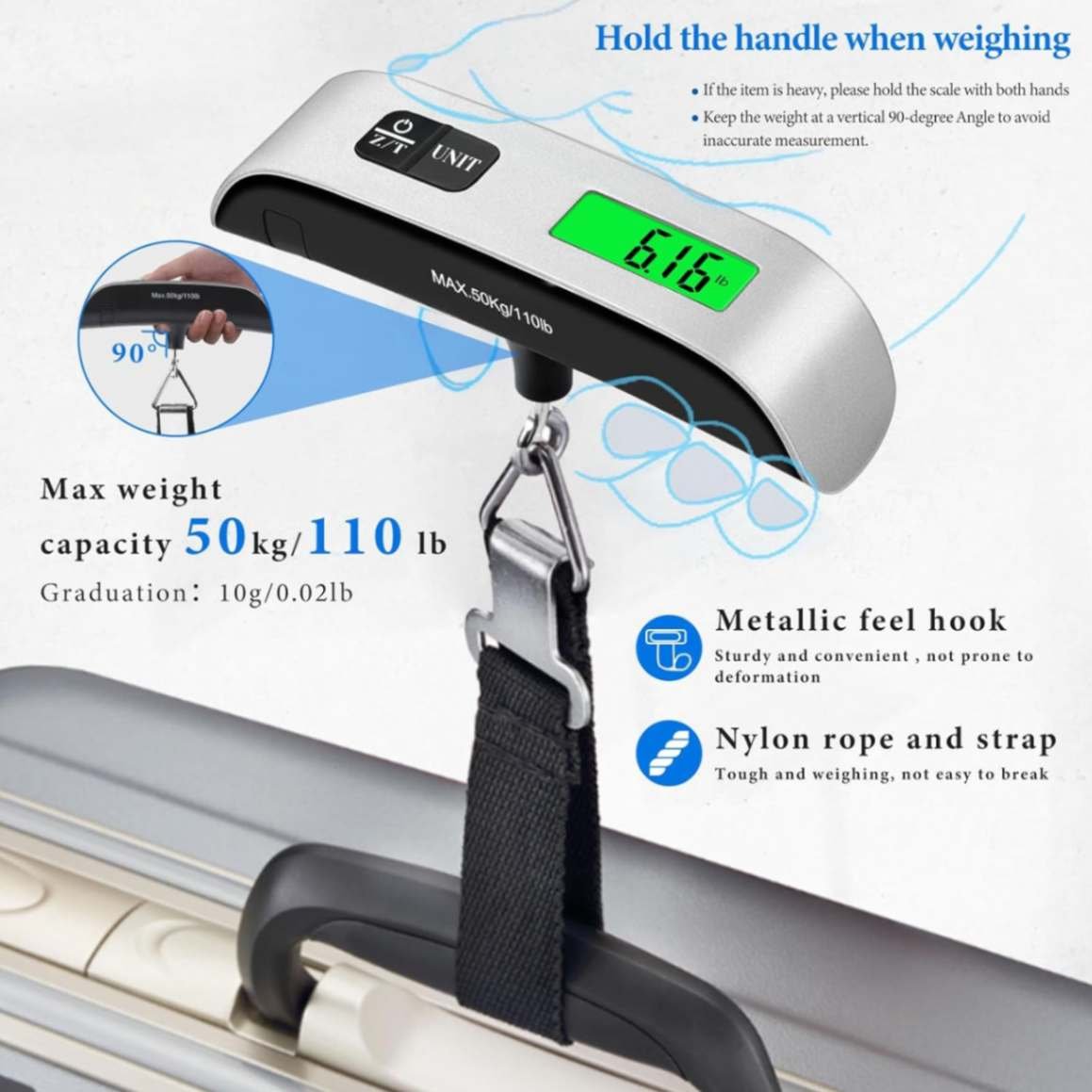 Digital Luggage Scale 50kg/110lb – Portable Hanging Weight Scale - Image 4